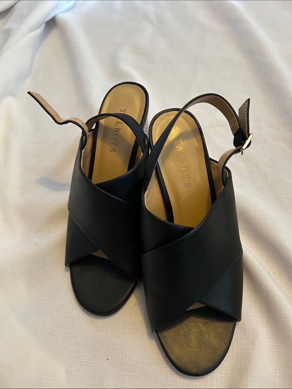 Talbots Black  Crisscross Slingback Heels